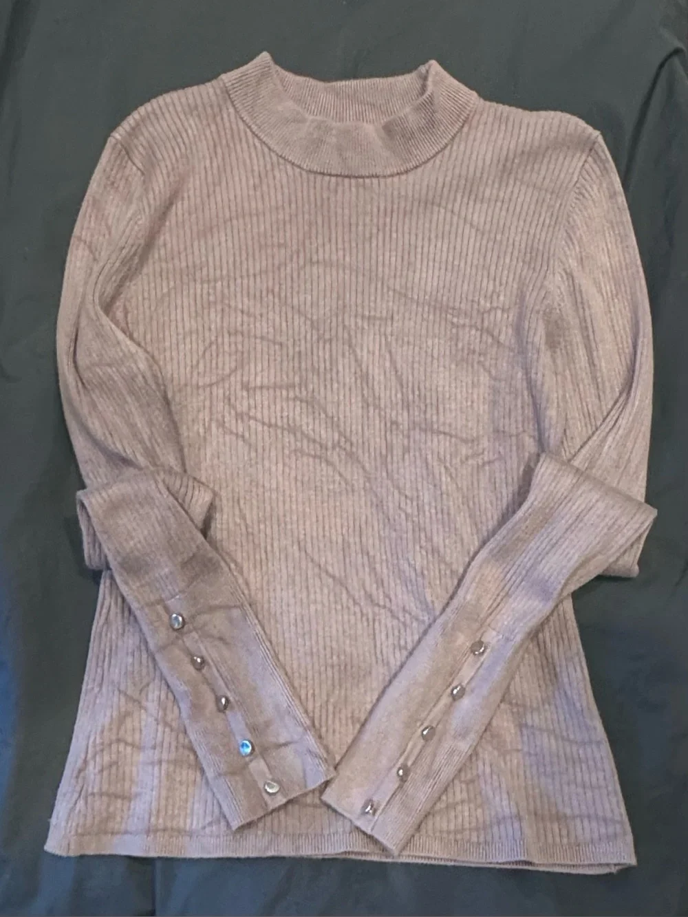Guess Ribbed Mock Neck Sweater in Mauve-Taupe